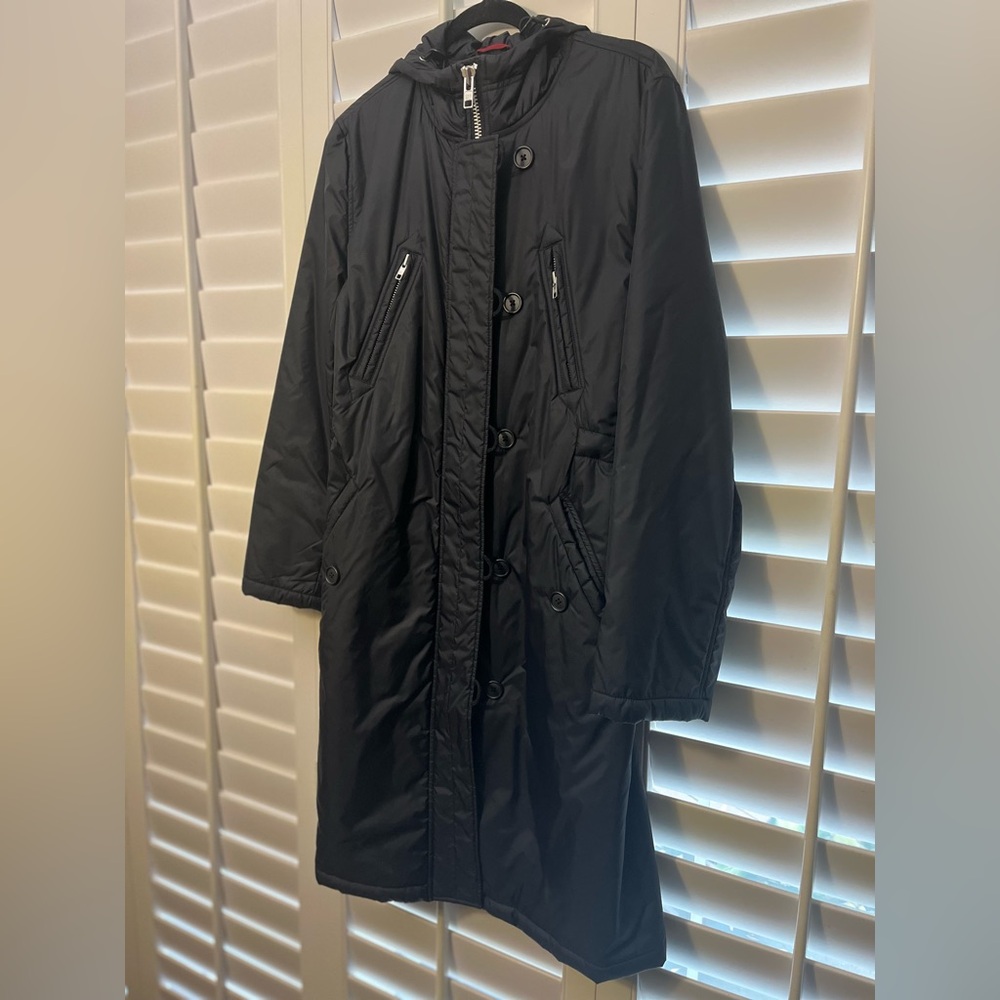 GAP Women’s  Black Hooded Trench Coat! Great for all weather. Never worn.